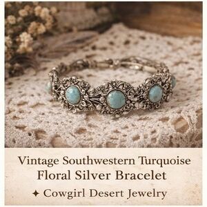 Turquoise Floral Silver Bracelet